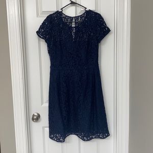 J crew bridemaid style lace navy dress